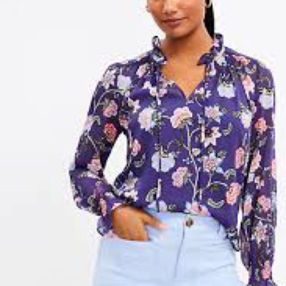 LOFT Sheer Floral Blouse with Cami | Size L | Boho Preppy Workwear Cottagecore‎